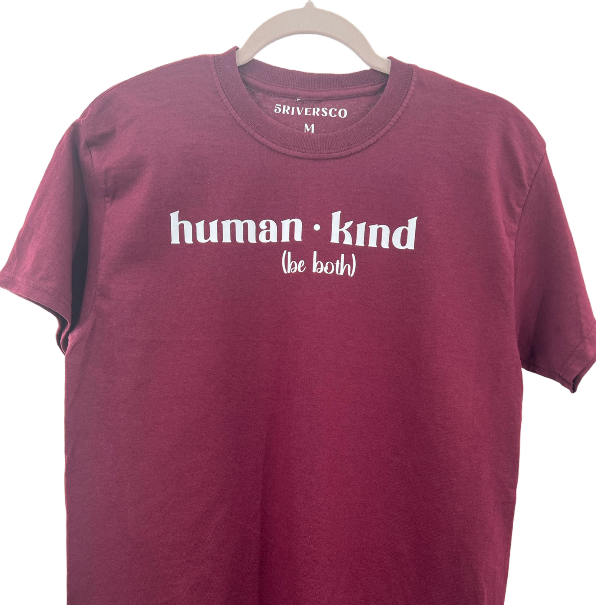 Human kind t-shirt in maroon color